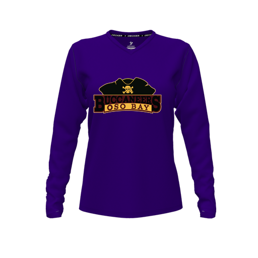 [FTLVCFPP-FYXS-LOGO1] Decker Comfort T-Shirt (Female Youth XS, Purple, V Neck, Logo 1, Long Sleeve)