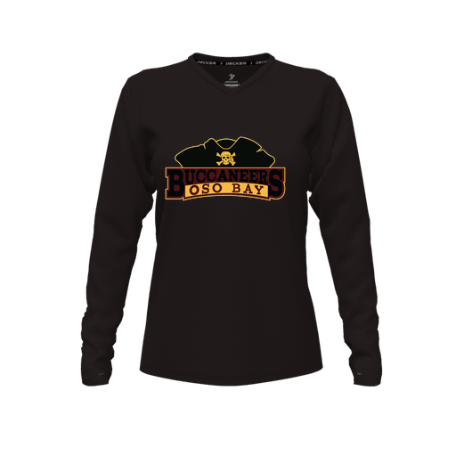 [CUS-DFW-TEES-PER-VNK-LSL-BLK-FYXS-LOGO1] Performance T-Shirt (Female Youth XS, Black, V Neck, Logo 1, Long Sleeve)