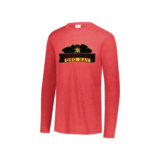 [FTLCUBRD-YS-LOGO1] Decker Youth Tri-Blend T-Shirt - Long Sleeve (Youth S, Red, Logo 1)