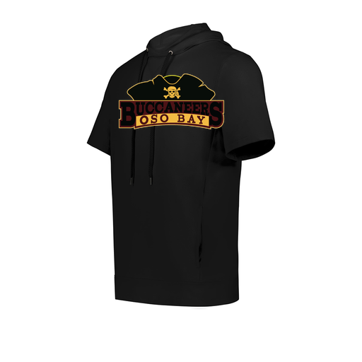 [222605.080.S-LOGO1] YOUTH VENTURA SOFT KNIT SHORT SLEEVE HOODIE (Youth S, Black, Logo 1)