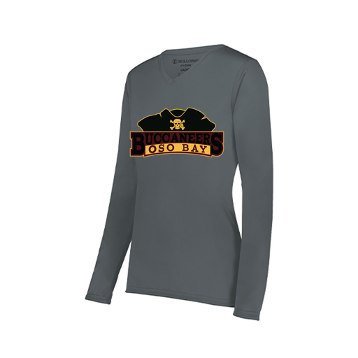 [222824.059.S-LOGO1] Ladies LS Smooth Sport Shirt (Female Adult S, Gray, Logo 1)